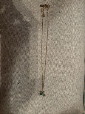 Gold Hummingbird Necklace with Green Enamel - Unknown Brand